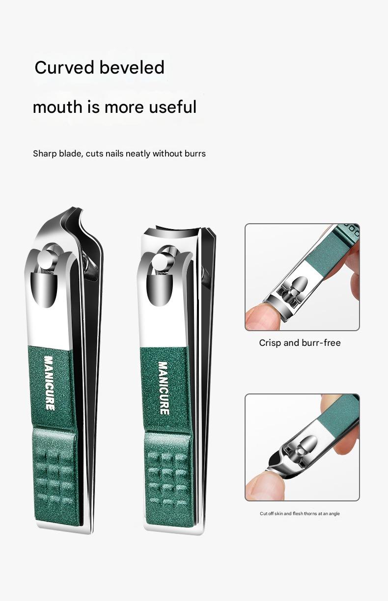 Portable Dark Green Nail Clippers Set - 6 Pieces Travel Kit