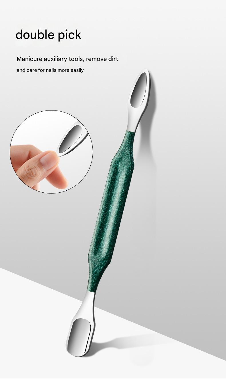 Portable Dark Green Nail Clippers Set - 6 Pieces Travel Kit