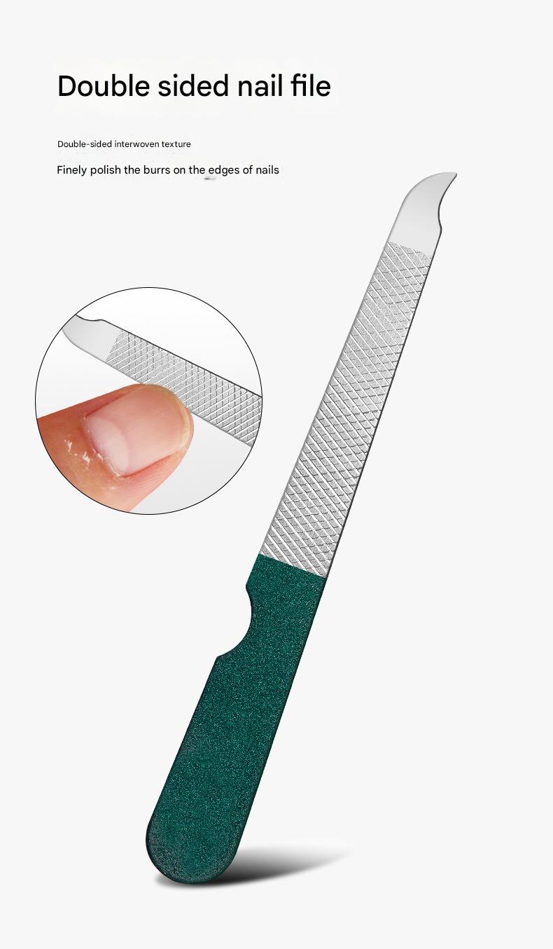 Portable Dark Green Nail Clippers Set - 6 Pieces Travel Kit