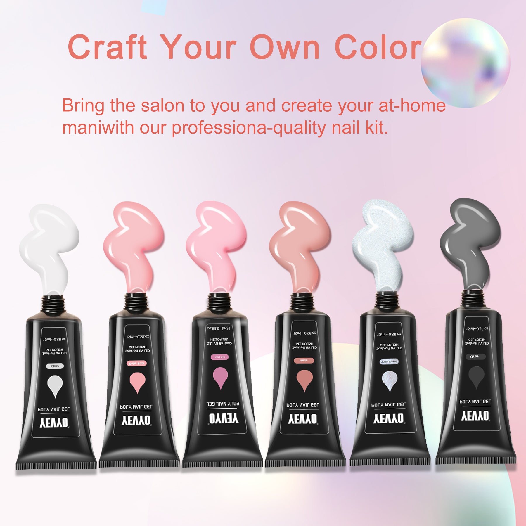 Poly Gel Nail Kit with UV Lamp - create your own color with our professional-quality nail kit.