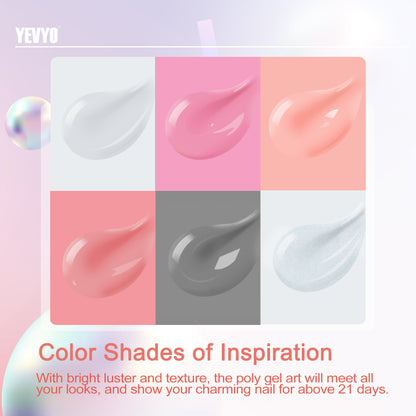 Color swatches from the Poly Gel Nail Kit with UV Lamp showcasing vibrant shades for stunning nail art.