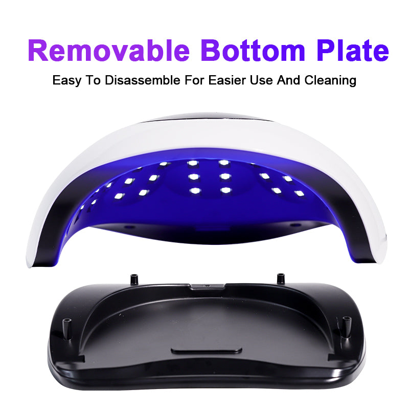 UV Nail Lamp with removable bottom plate for easy disassembly and cleaning, enhancing user experience.