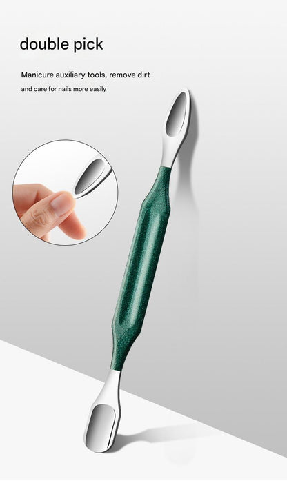 Portable Dark Green Nail Clippers Set - 6 Pieces Travel Kit