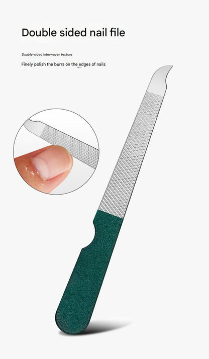 Portable Dark Green Nail Clippers Set - 6 Pieces Travel Kit