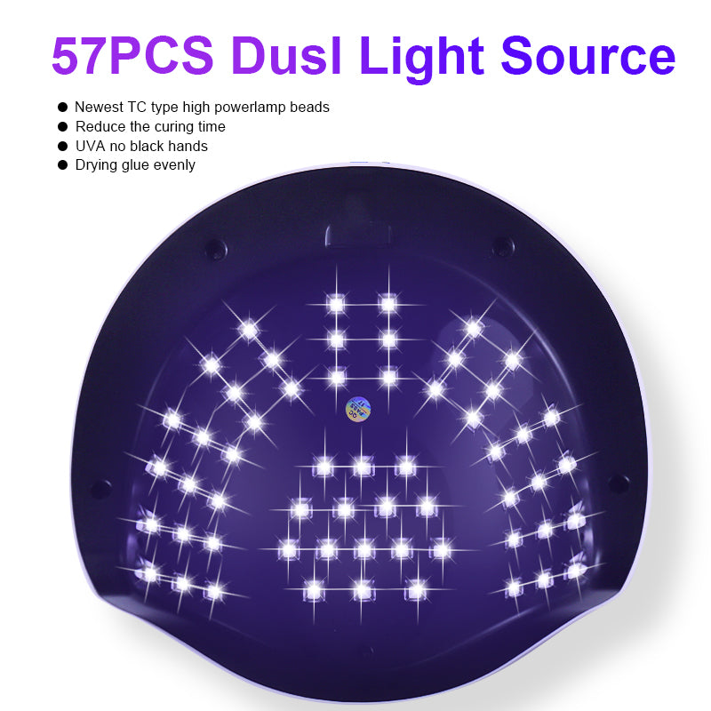 UV Nail Lamp with 57PCS Dusi light source for fast curing and even drying of gel nails.